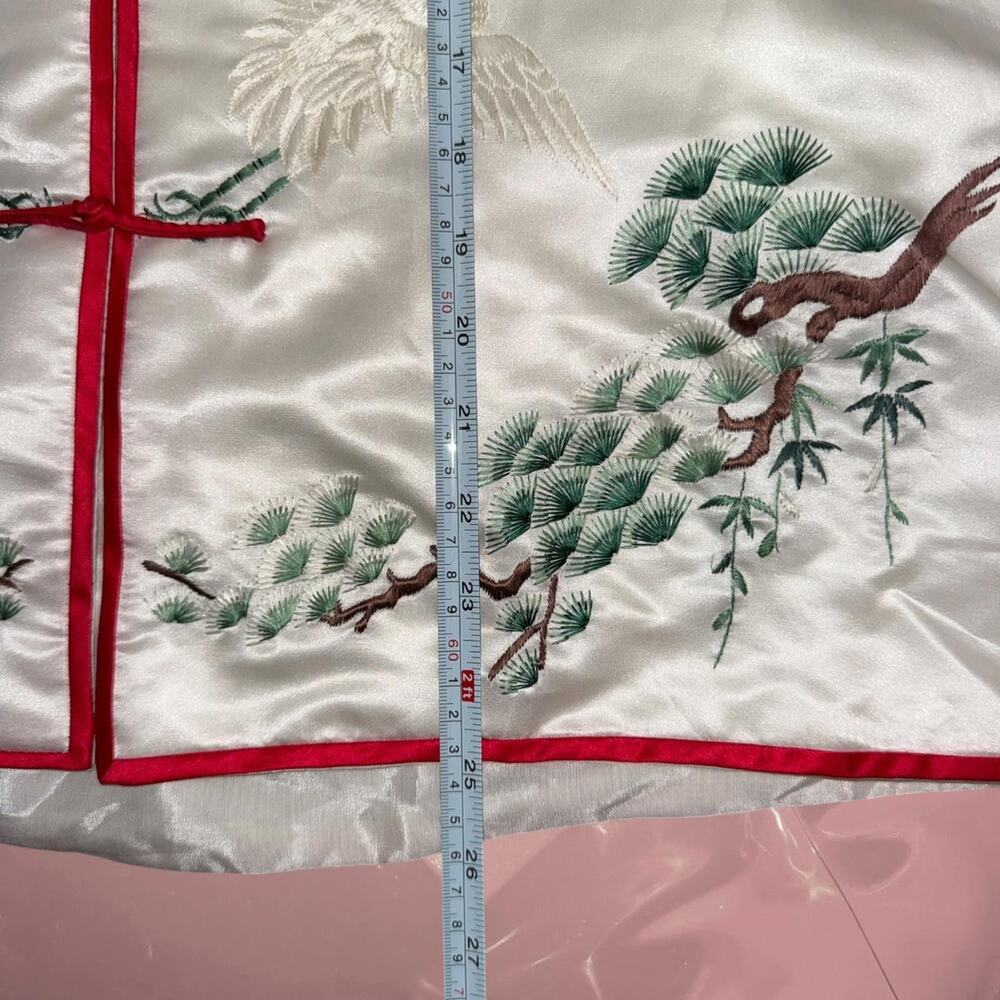 Stunning Vintage Chinese lucky crane hand embroidered silk satin vest - Picture 4 of 8
